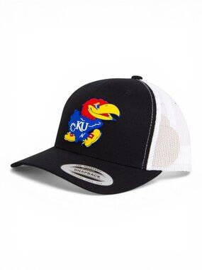 Kansas Jayhawks 3D YP Snapback Trucker Hat- Black/ White